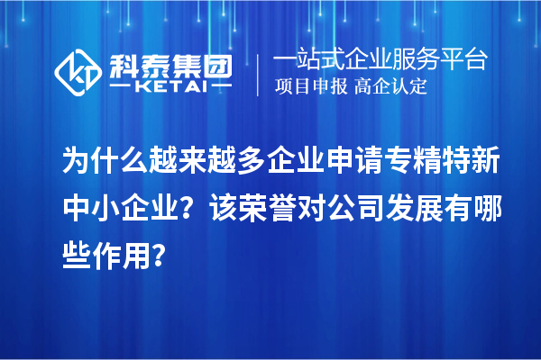 為什么越來越多企業(yè)申請專精特新中小企業(yè)？該榮譽對公司發(fā)展有哪些作用？