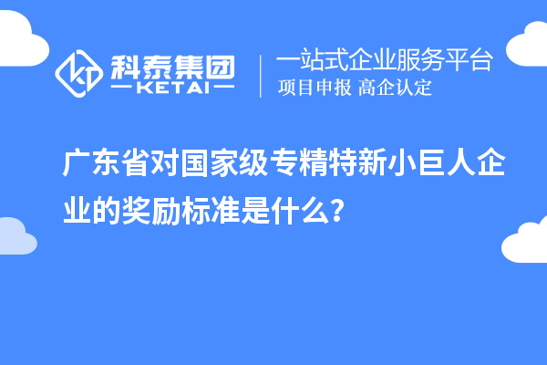 廣東省對國家級專精特新小巨人企業(yè)的獎勵標準是什么？