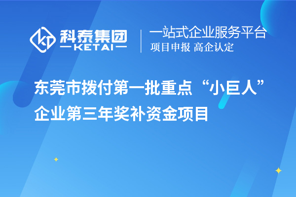 東莞市撥付第一批重點“小巨人”企業第三年獎補資金項目