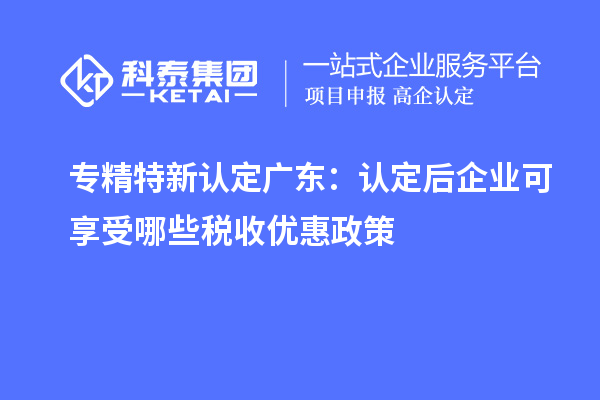 專精特新認定廣東：認定后企業可享受哪些稅收優惠政策