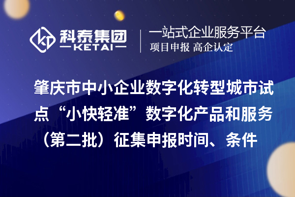 肇慶市中小企業數字化轉型城市試點“小快輕準”數字化產品和服務（第二批）征集申報時間、條件要求、扶持獎勵