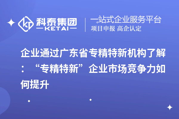 企業通過廣東省專精特新機構了解：“專精特新” 企業市場競爭力如何提升