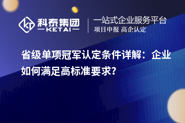 省級單項冠軍認定條件詳解：企業如何滿足高標準要求？