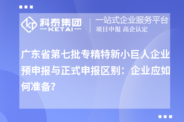 廣東省第七批專精特新小巨人企業預申報與正式申報區別：企業應如何準備？