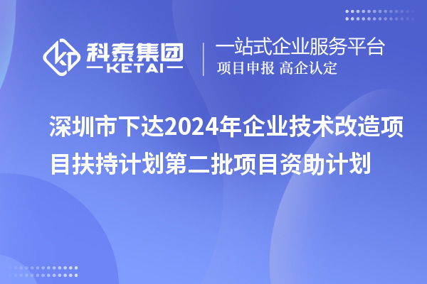 深圳市下達2024年企業技術改造項目扶持計劃第二批項目資助計劃