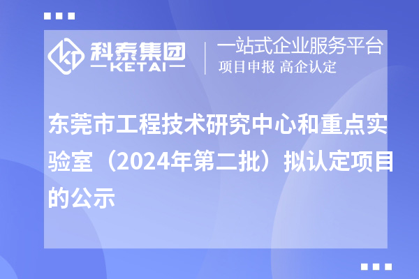 東莞市工程技術(shù)研究中心和重點(diǎn)實(shí)驗(yàn)室（2024年第二批）擬認(rèn)定項(xiàng)目的公示