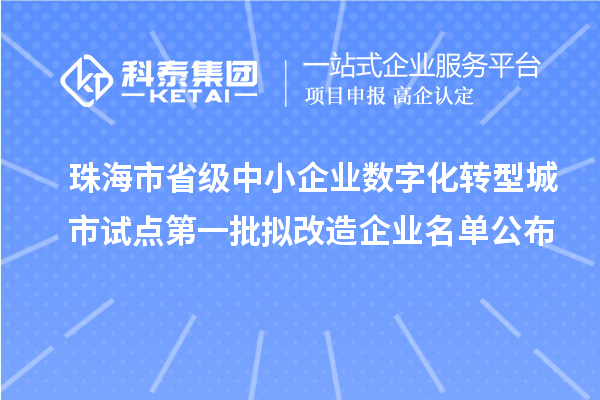 珠海市省級中小企業(yè)數(shù)字化轉(zhuǎn)型城市試點第一批擬改造企業(yè)名單公布