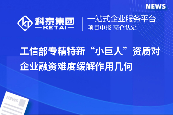 工信部專精特新 “小巨人” 資質對企業融資難度緩解作用幾何