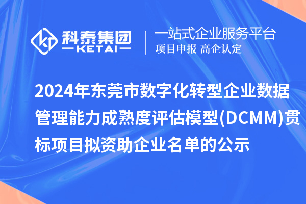 2024年東莞市數(shù)字化轉(zhuǎn)型企業(yè)數(shù)據(jù)管理能力成熟度評(píng)估模型(DCMM)貫標(biāo)項(xiàng)目 擬資助企業(yè)名單的公示