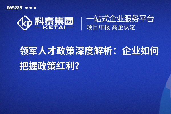 領軍人才政策深度解析：企業如何把握政策紅利？