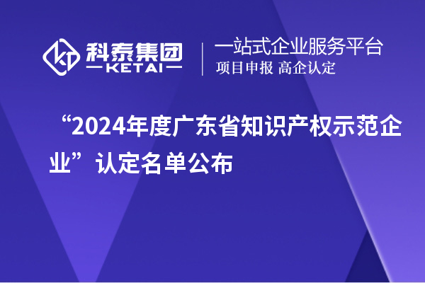 “2024年度廣東省知識產權示范企業”認定名單公布