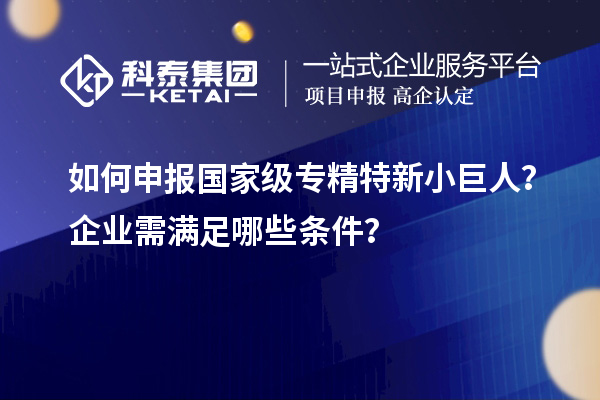 如何申報國家級專精特新小巨人？企業需滿足哪些條件？