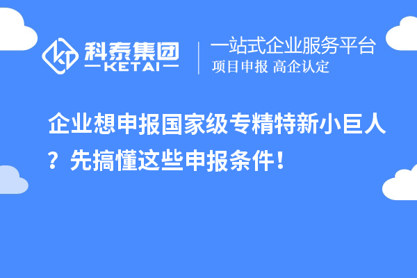 企業想申報國家級專精特新小巨人？先搞懂這些申報條件！