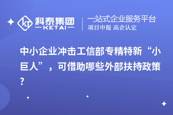 中小企業沖擊工信部專精特新 “小巨人”，可借助哪些外部扶持政策?