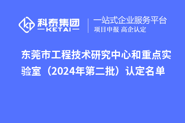 東莞市工程技術研究中心和重點實驗室（2024年第二批）認定名單