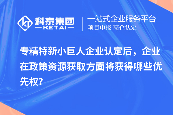 專精特新小巨人企業認定后，企業在政策資源獲取方面將獲得哪些優先權？